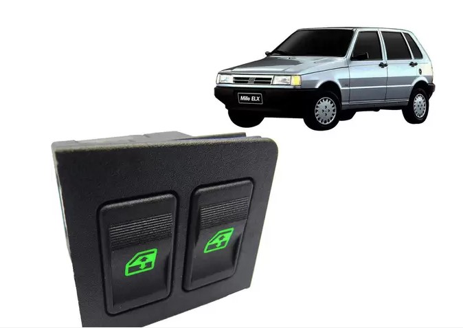 INTERRUPTOR DE VIDRO ELETRICO FIAT UNO/PREMIO/ELBA/ 1984 DIANTEIRO LADO ESQUERDO DUPLO - AMP520.0003 ALMAPY 