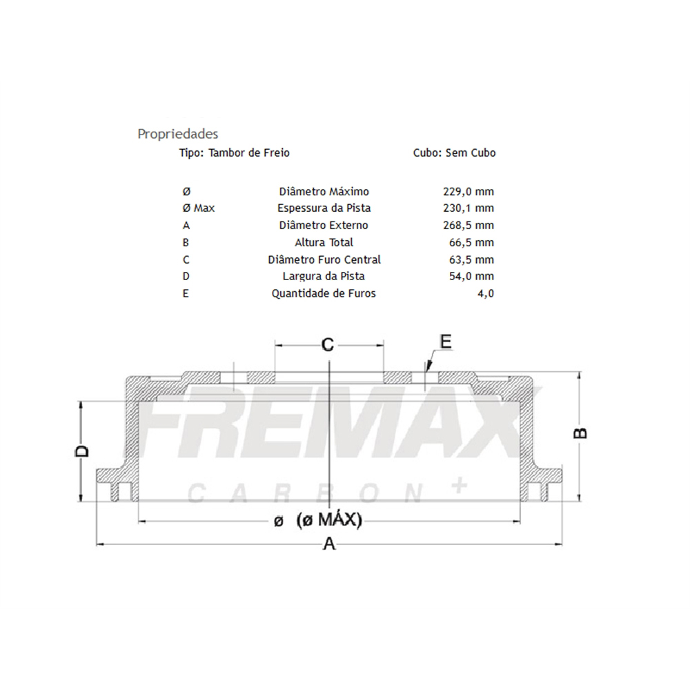 TAMBOR DE FREIO TRAS. FIAT ARGO - FREMAX - BD4593