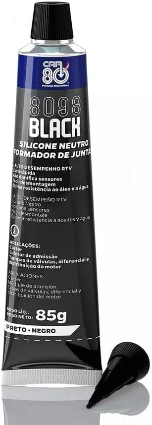 SILICONE ALTA TEMPERATURA CAR80 NEUTRO (BLACK) PRETO  - CAR8098