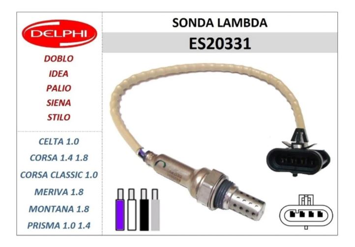 SENSOR OXIGENIO FLEX E GNV PRE E POS CATALIZADOR GM FIAT CORSA SIENA - ES20331 DELPHI 