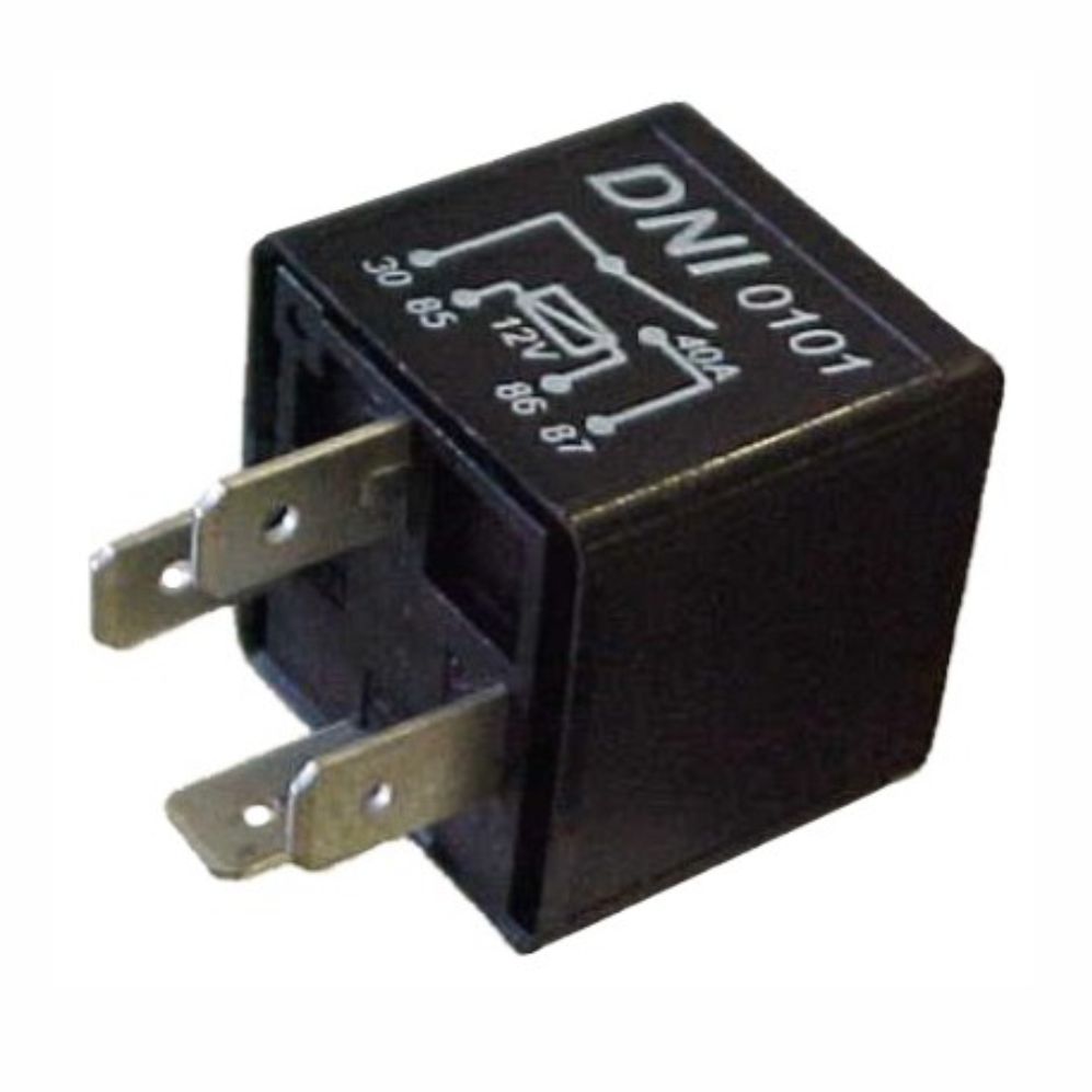 RELÉ AUXILIAR 4 TERMINAIS, INVERTIDOS, SEM SUPORTE, 12V 40 AMPERES - DNI0101 DNI  