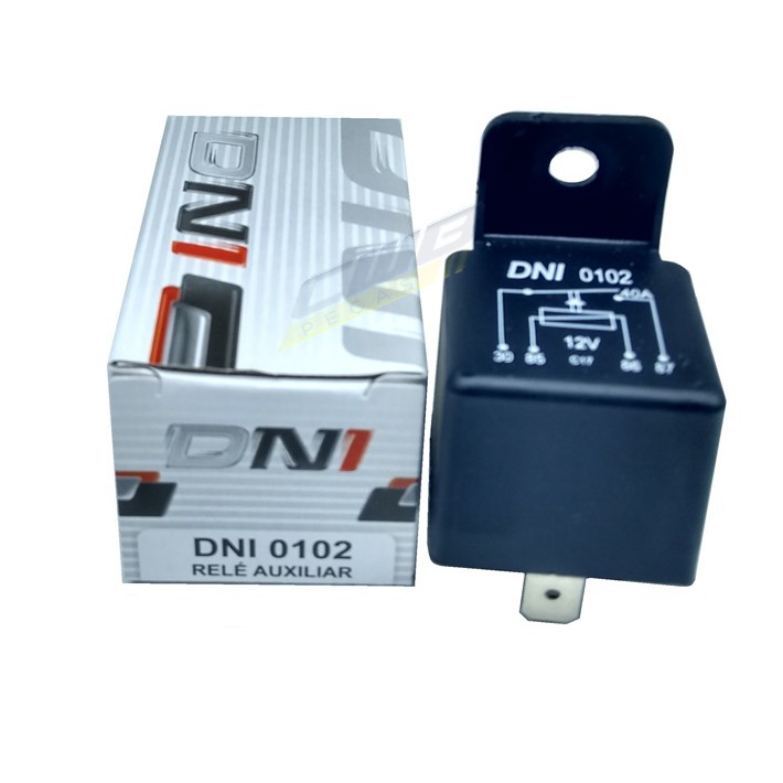 RELE BUZINA COM SUPORTE UNIVERSAL 40 AMPERES 12V 4 TERMINAIS AUXILIAR - DNI0102  DNI