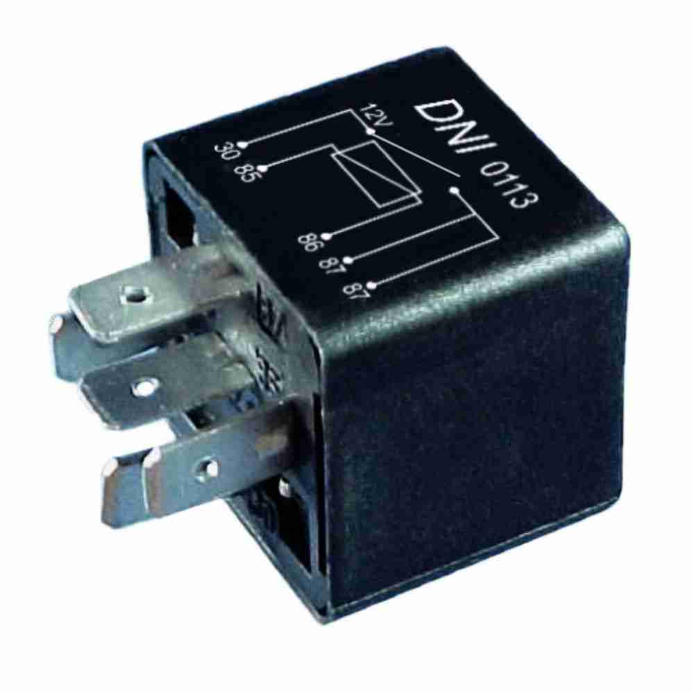 RELÉ AUXILIAR 12V 5 TERMINAIS, SEM SUPORTE, 2 X 20A, DUPLO CONTATO - DNI0113 DNI 