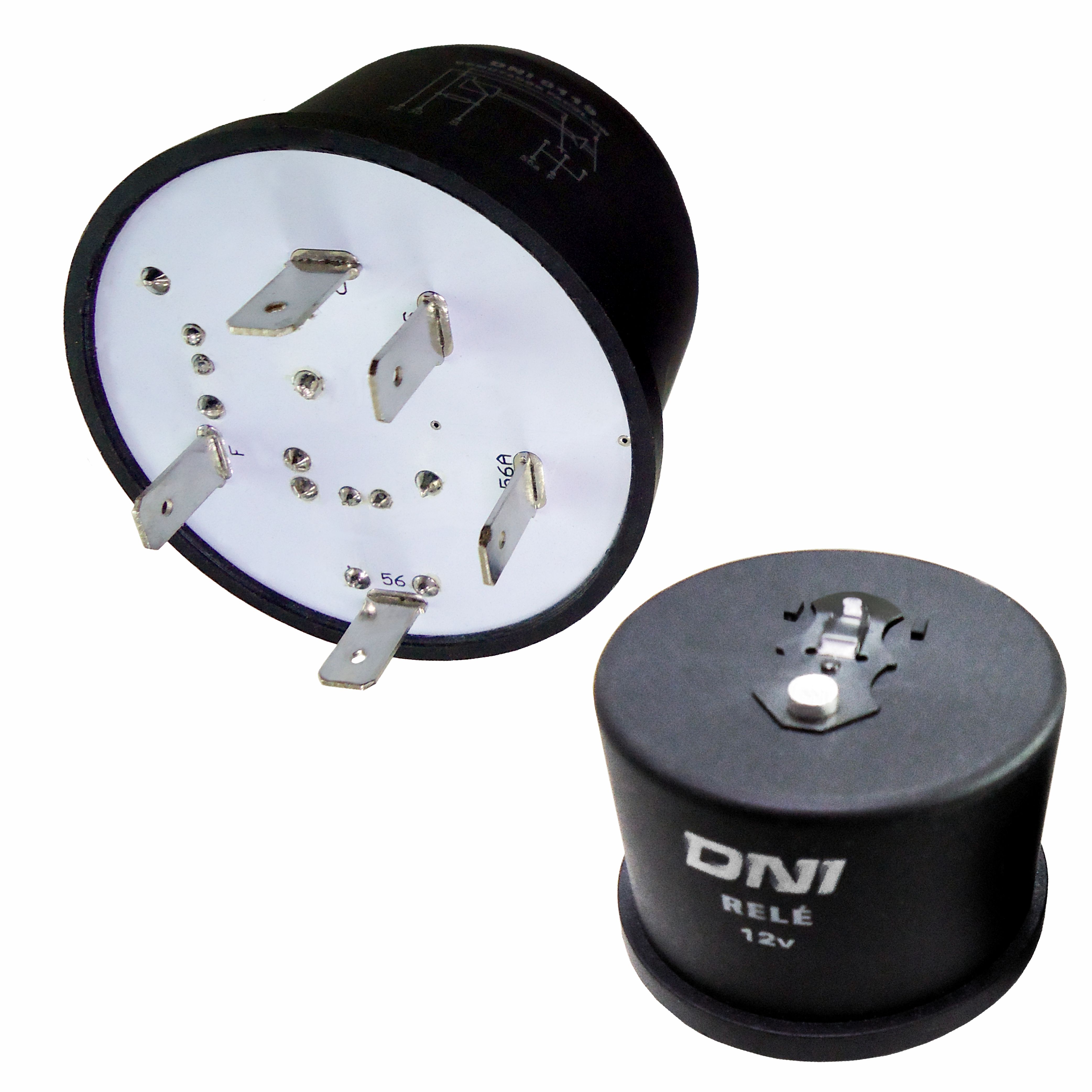 RELÉ PARA FAROL ALTO/BAIXO 12V 5 TERMINAIS, COM GRAMPO DE FIXAÇÃO, CEBOLÃO VOLKSWAGEN - DNI0119 DNI