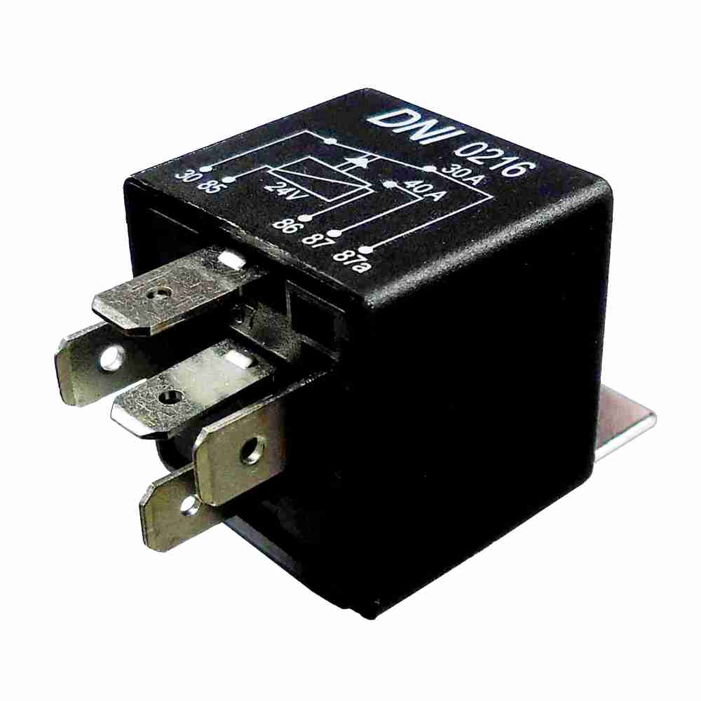 RELÉ AUXILIAR 40/30 AMPERES REVERSOR 5 TERMINAIS COM SUPORTE 24 VOLTS - DNI0216 DNI
