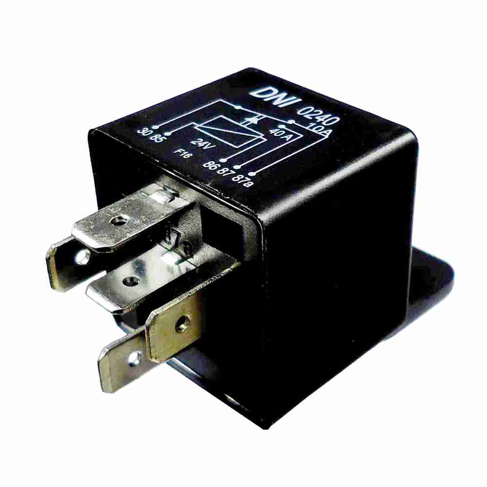 RELÉ AUXILIAR REVERSOR - 5 TERMINAIS, COM SUPORTE, 40  10A, REVERSOR 24 VOLTS - DNI0240  