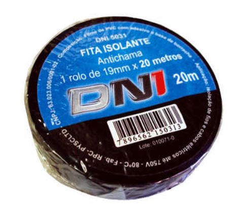 FITA ISOLANTE PRETA COM COLA 20 METROS - 5031 DNI
