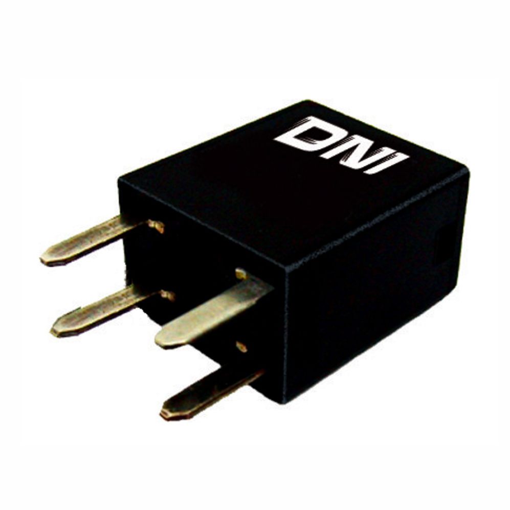 RELÉ AUXILIAR UNIVERSAL 12V 4 TERMINAIS, SEM SUPORTE, 30 AMPERES, TERMINAIS TIPO ''AGULHA'' - DNI8123 DNI