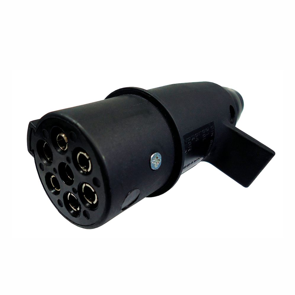 TOMADA ELÉTRICA PARA ENGATE REDONDA 12 E 24V 7 POLOS MACHO MÓVEL - NYLON - DNI8312  