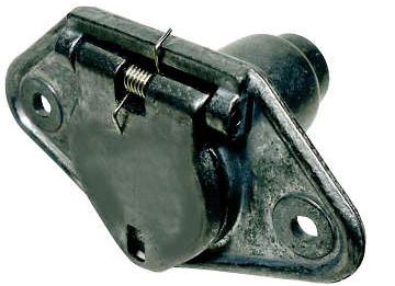 TOMADA ELÉTRICA PARA ENGATE 6 POLOS FÊMEA ( FIXA ) ALUMINIO ( POLIDO ) REFORÇADA 12/24V - DNI8361 DNI