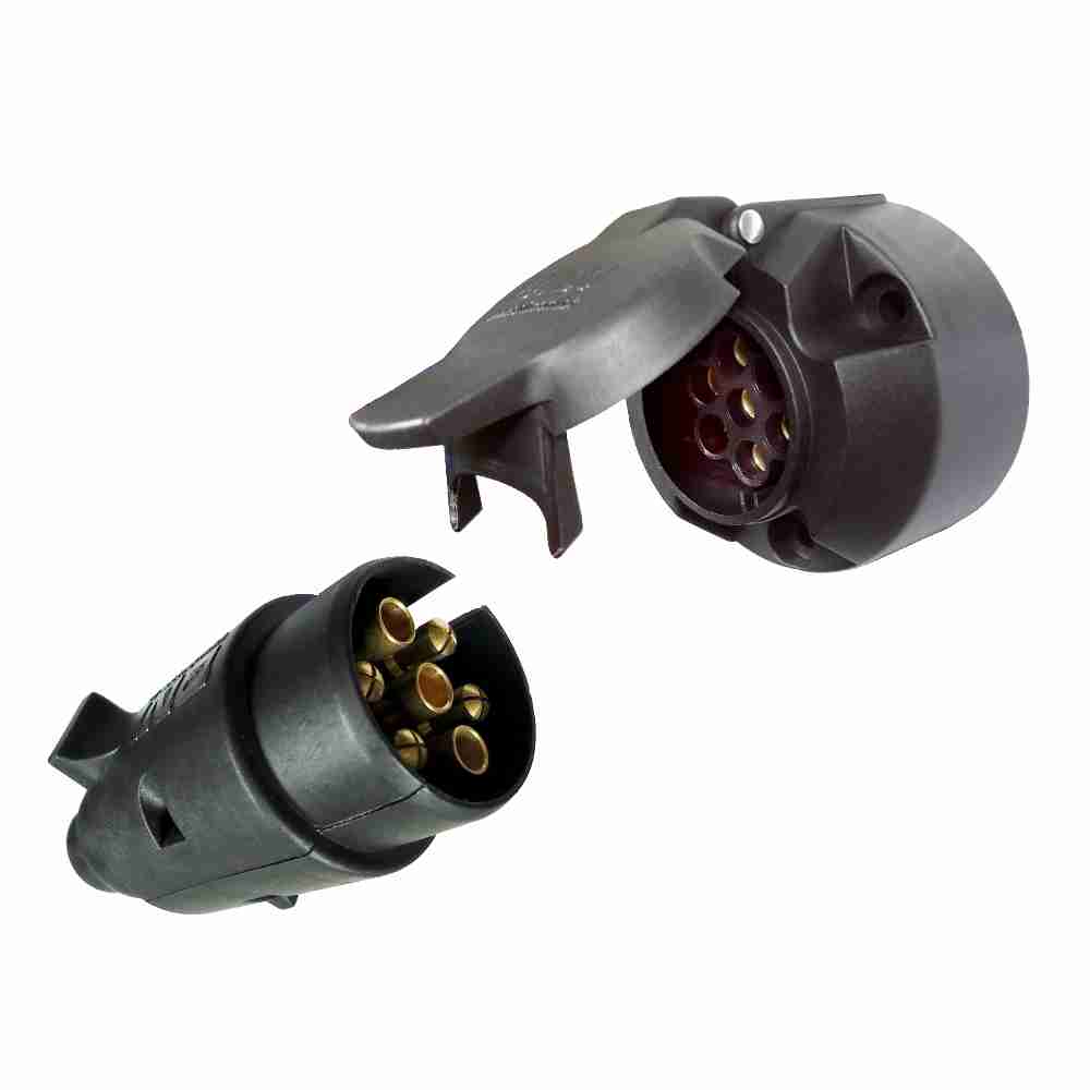 TOMADA ELÉTRICA PARA ENGATE REDONDA 7 POLOS COMPLETA - NYLON - DNI8374 DNI