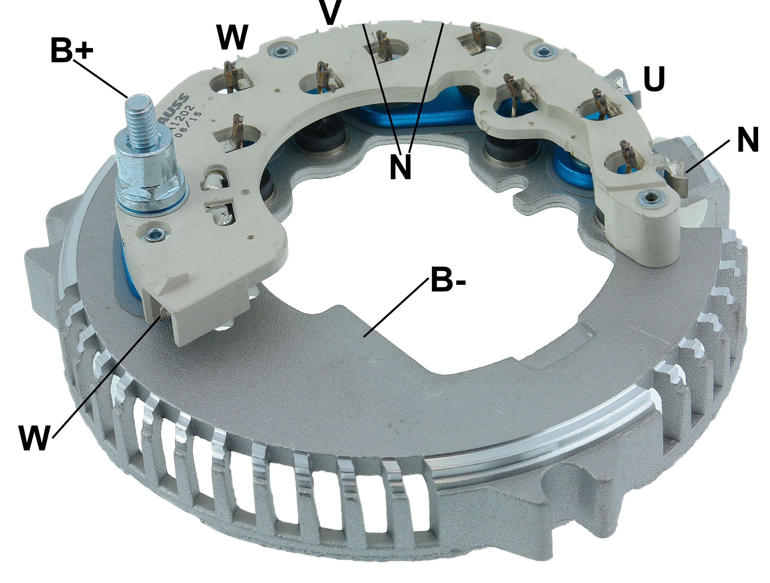 PLACA RETIFICADORA ALTERNADOR FORD LEVE MEDIO 130A - GA1202  
