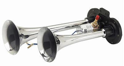 BUZINA ELETROPNEUMATICA 2 CORNETAS CROMADA 12;24V  - GAUSS  GB1091