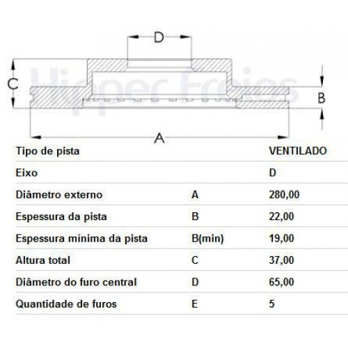 DISCO FREIO DIANT FOX 1.0 1.6 8V 11> VW