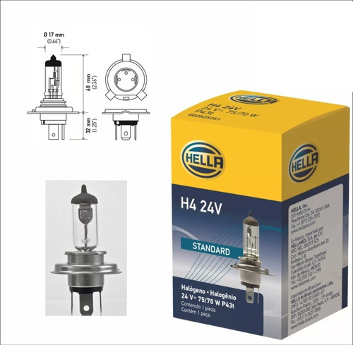 LAMPADA  H4 24V 75/70W  - HELLA HL H4 24.