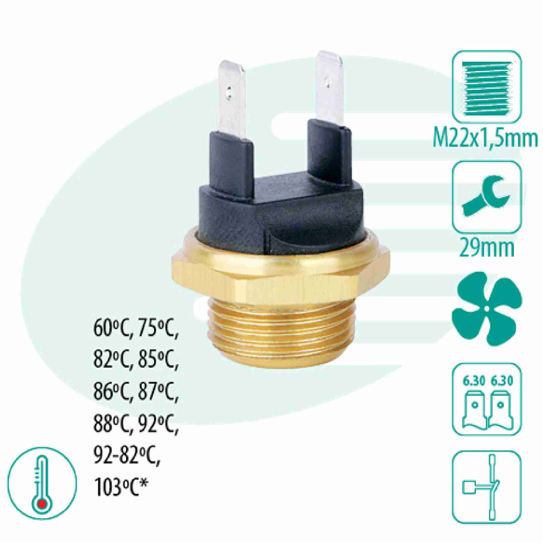 SENSOR TEMPERATURA RADIADOR (CEBOLÃO)  UNIV BAIXO 75 (70575) - IG301.0405-75