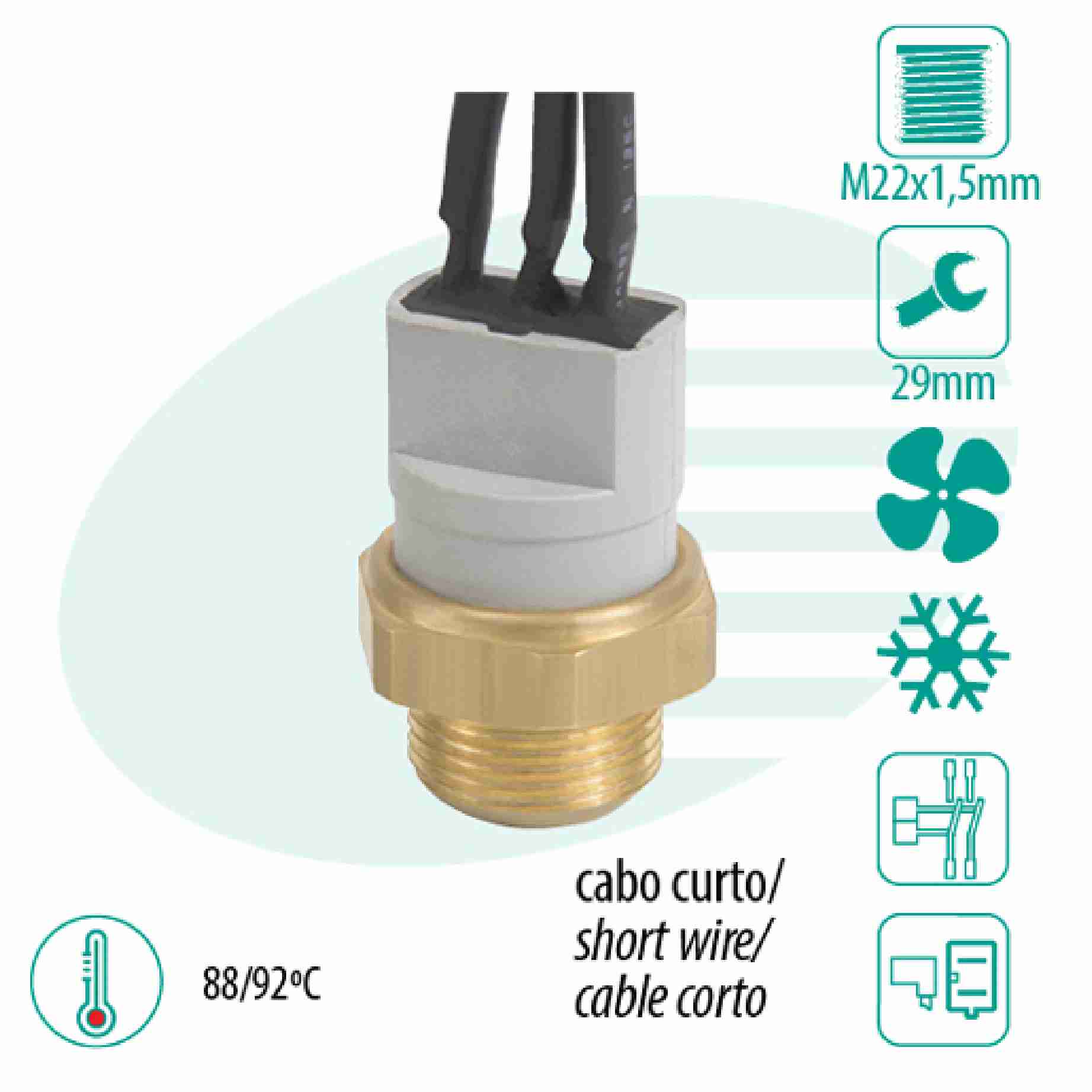 SENSOR TEMPERATURA RADIADOR (CEBOLÃO)  3PN CURTO(72788/92 - IG301.0427-88/92