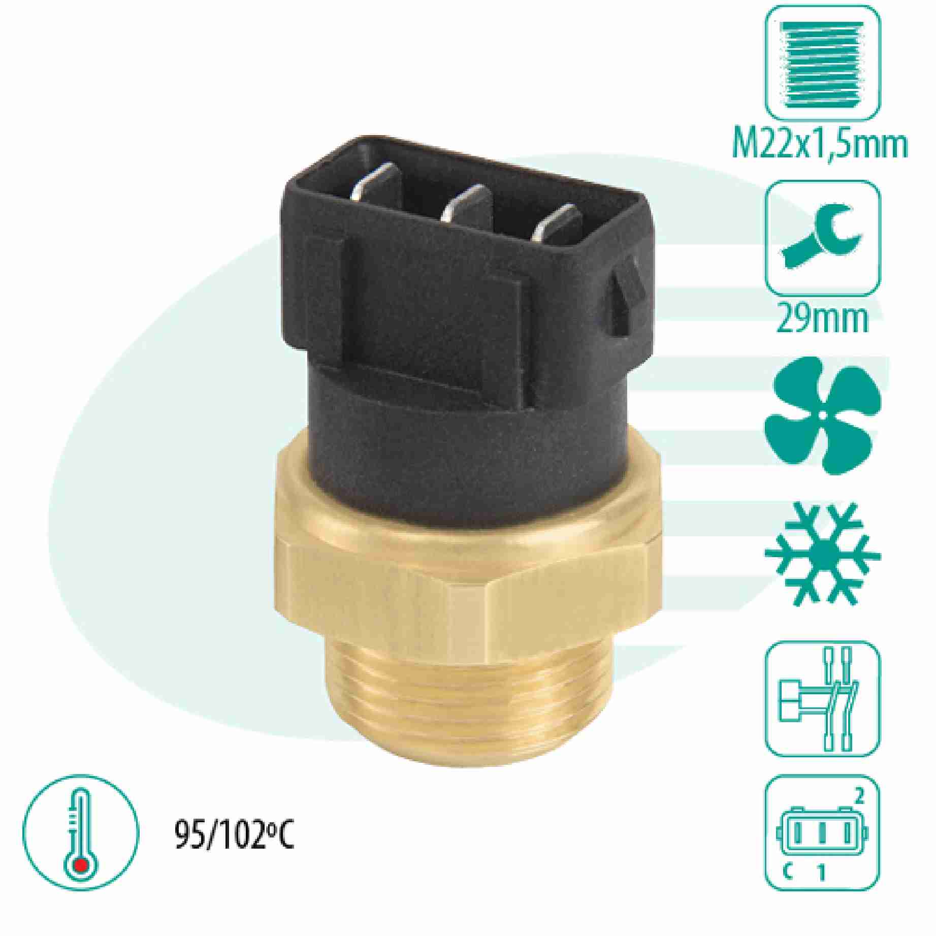 SENSOR TEMPERATURA RADIADOR (CEBOLÃO)  GOL (75795/102) 3TERM - IG301.0457-95/102