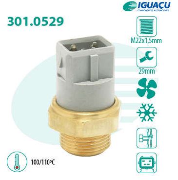 INTERRUPTOR DE RADIADOR  CEBOLAO  FORD ESCORT 1.6 COM AR COND. - IGUAÇU - 301.0529.100-110