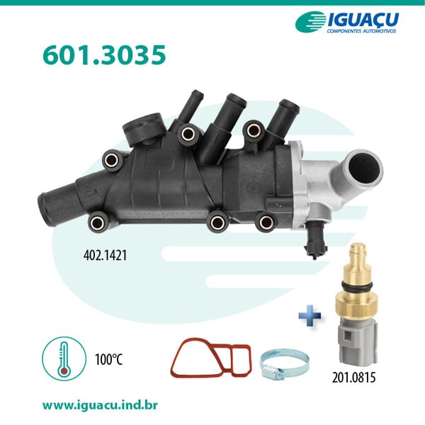 COMBINADO DE VALVULA TERMOSTATICA E SENSOR FORD FIESTA ZETEC 2004-2014 - IG601.3035-100