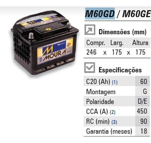 BATERIA MOURA M60GD - M60GD  