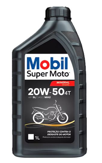 OLEO MOBIL SUPER 20W50 MOTO 4 TEMPO PRETO 1 LITRO - MOBIL20W50