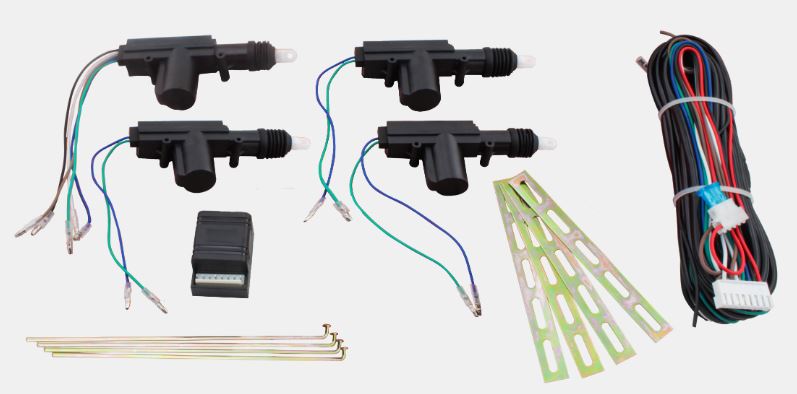 KIT TRAVA ELETRICA 4 PORTAS 1 MESTRE 3 ESCRAVOS 8 VIAS COM SAIDA PARA ALARME - TP0401 EURO