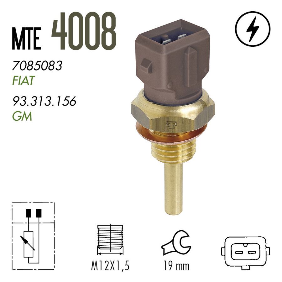 SENSOR DE TEMPERATURA GM CORSA 1.4 ECONOFLEX 2007 A 2009 - PALIO 1.8 8V MPI 2006 A 2013 - MTE4008
