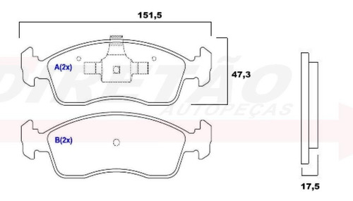 PASTILHA FREIO UNO 1.0 1.4 10> FIAT