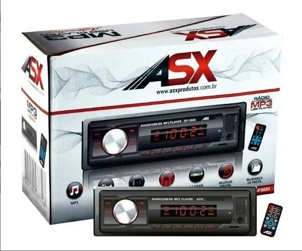 RADIO AUTOMOTIVO (ASX) C/ BLUETOOTH, CONTROLE, ENTRADA MP3, ENTRADA SD, AUXILIAR - SP3078