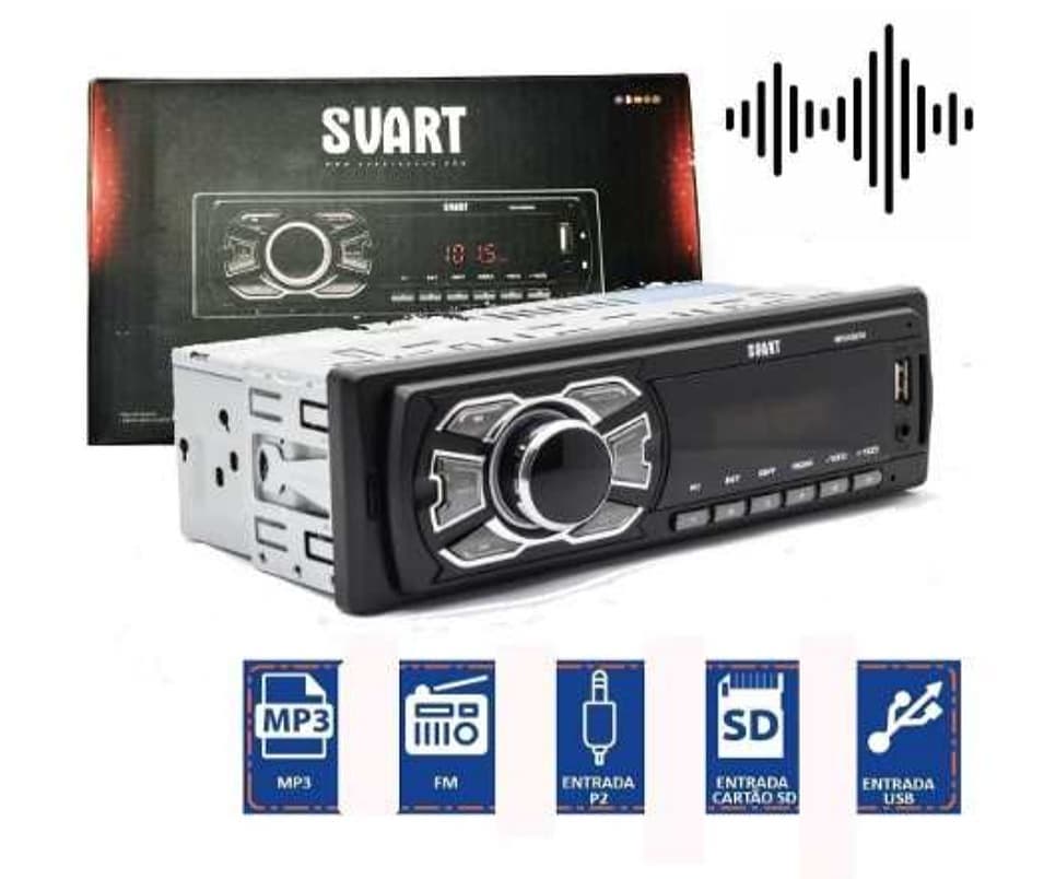 RÁDIO AUTOMOTIVO SVART RED T100 USB FM MP3 SD CARD - TECH0588 