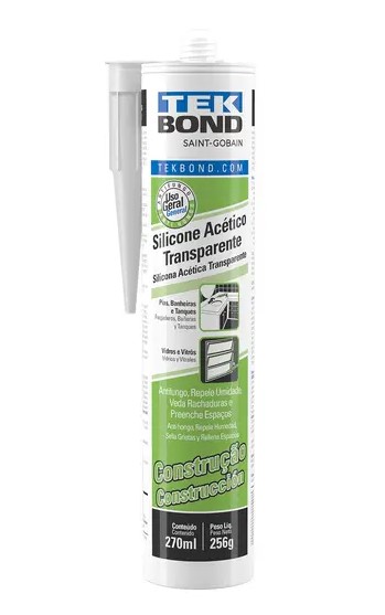 ADESIVO SILICONE ACETICO CONSTRUCAO 256G/270ML TRANSPARENTE - TEKBOND - TEK2203