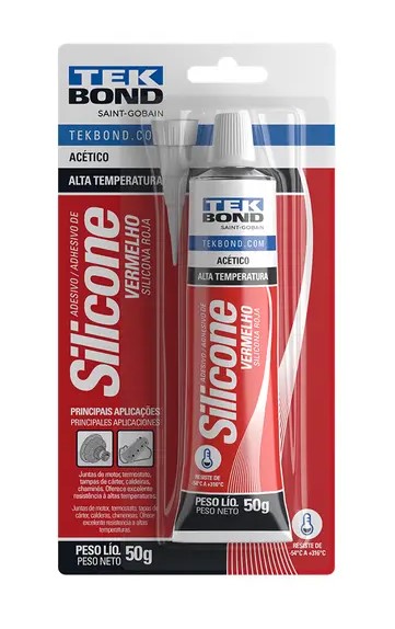 ADESIVO SILICONE VERMEHO  50GR ALTA TEMPERATURA - TEK9150