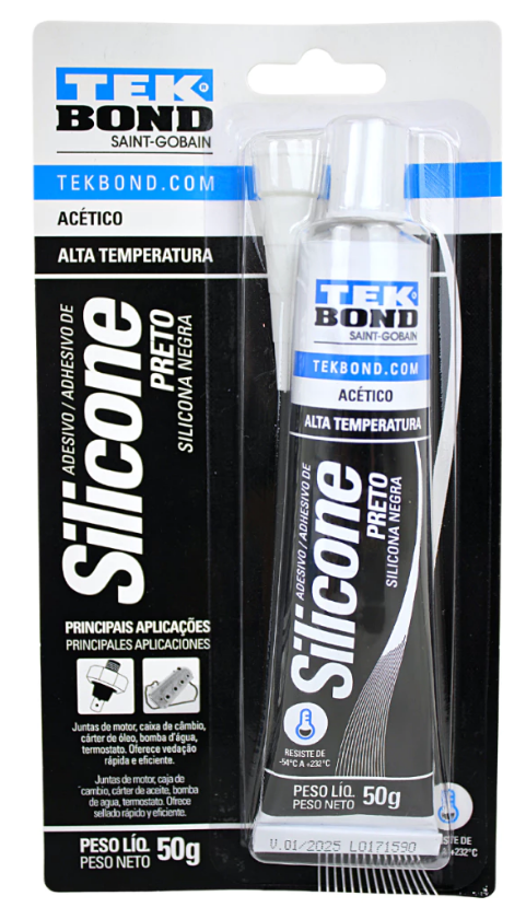 ADESIVO SILICONE ACETICO PRETO 50GR ALTA TEMPERATURA -54 A +232.ºC - TEKBOND  - TEK9174