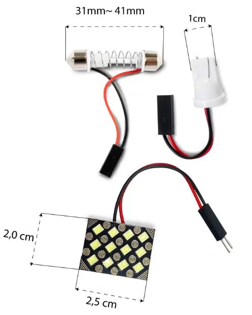 LAMPADA PLACA DE LED INTERNA 12 LEDS SMD - C/2 CONECTORES - TP5017