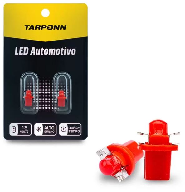 LÂMPADA LED PINGUINHO COM SOQUETE B8,5D-T5-COB 12V VERMELHA  - TRAPONN TP5053