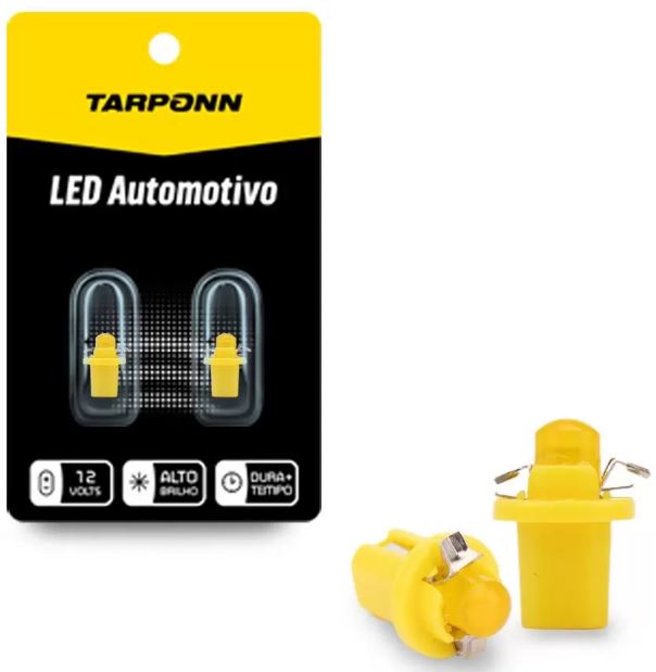 LÂMPADA LED PINGUINHO COM SOQUETE B8,5D-T5-COB 12V AMARELA  - TRAPONN TP5054