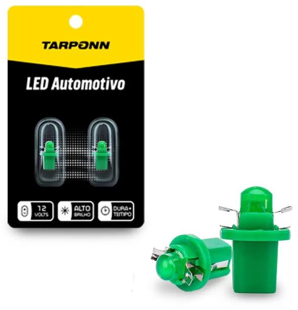 LÂMPADA LED PINGUINHO COM SOQUETE B8,5D-T5-COB 12V VERDE - TRAPONN TP5055