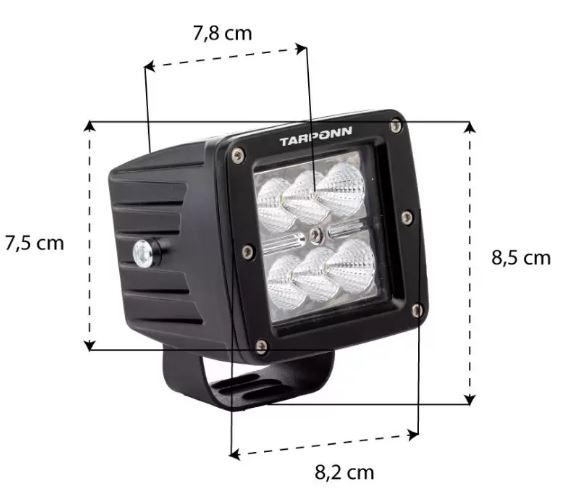 FAROL AUXILIAR LED QUADRADO 6 LEDS 18W 9-60V 6000K - TP6004