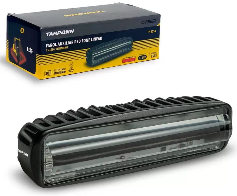 FAROL AUXILIAR RED ZONE LINEAR VERMELHA 60V - TP-6054