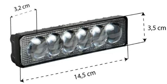 FAROL AUXILIAR  RETANGULAR 6 LEDS SMD SLIM FIT 6000K  - TP6201