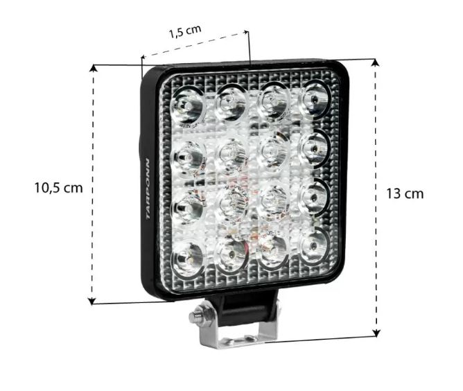 FAROL AUXILIAR LED QUADRADO SLIM 12/24V 16LEDS 6000K  - TP6203