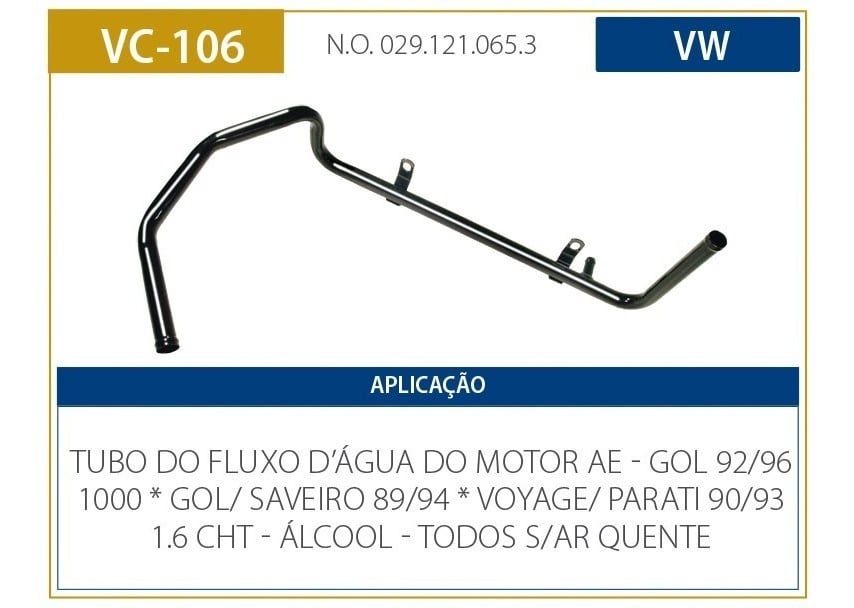 TUBO DAGUA S/AR QUENTE GOL CHT <96 VW