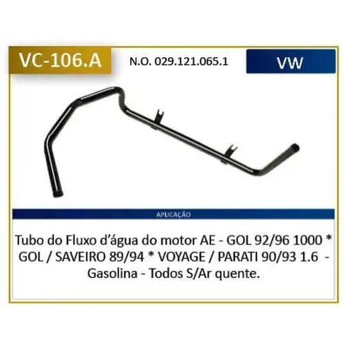 TUBO FLUXO DAGUA GOL CHT <96 S/AR VW