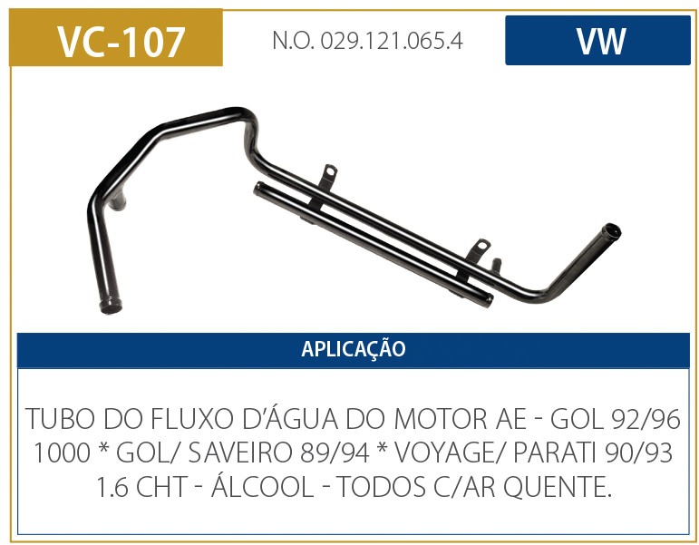 TUBO DAGUA C/AR QUENTE GOL CHT <96 VW