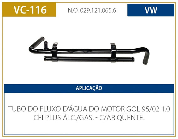 TUBO DO FLUXO DAGUA GOL CHT 95> C/AR VW