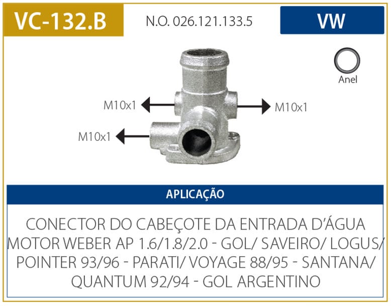 FLANGE FLUXO DAGUA GOL 1.6 1.8 88> VW