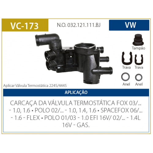 CARCACA DA VALVULA TERMOSTATICA VW - VC173  