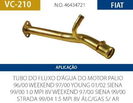 TUBO FLUXO DAGUA PALIO FIASA 96-00 FIAT