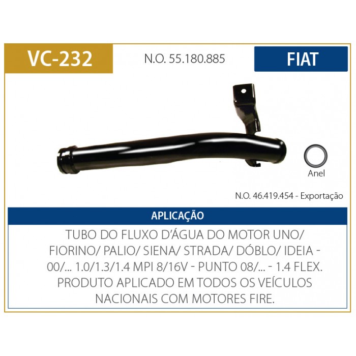 TUBO DAGUA PALIO UNO FIRE 01> FIAT